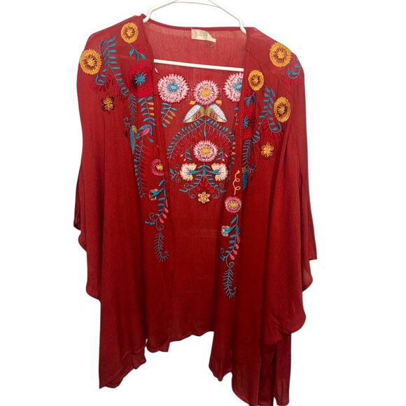 Altar'd State bohemian kimono top in a colorful floral embroidery size S/M - Picture 2 of 6